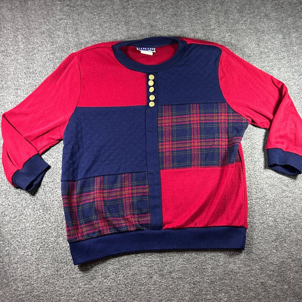 Vintage Cape Cod Sportswear Colorblock CrewNeck Knit Pullover Womens S Sweater